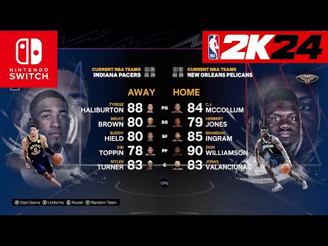 NBA 2k24 Nintendo Switch - Indiana Pacer Vs New Orleans Pelicans Full Gameplay