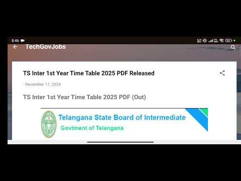 TS Intermediate 1st Year Time Table Released 2025 – Exam Details