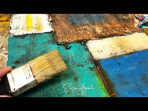 Abstract Geometric Painting Demonstration with Acrylic Paint and Subtle Texture | Sand & Ink