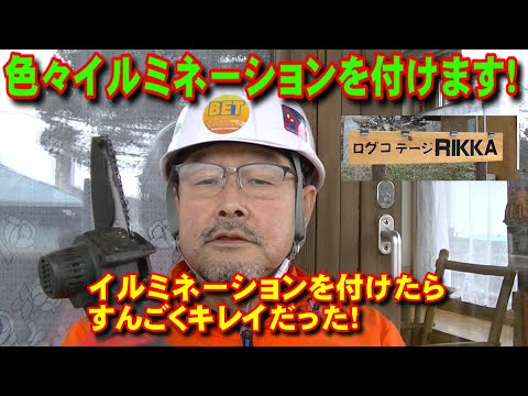 【DIY】看板や杉の木にイルミネーションを付けてみた！クリスマスツリーみたいに！