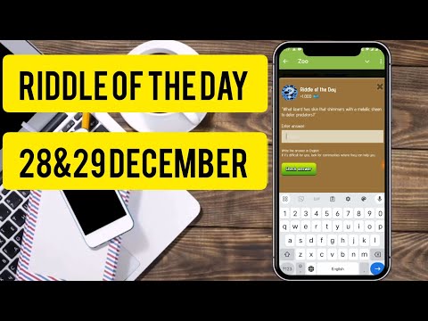 Riddle Of The Day Zoo 28-29 December | Zoo Riddle Of The Day Code | Riddle Of The Day Zoo