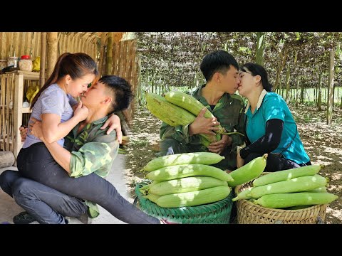 Harvesting sweet gourds to sell at the market, Cooking together and enjoying each day together