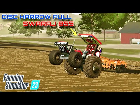 SWARAJ 855 Pull Disc Harrow With Modified Tractor | fs23 | Jattmind Wala ⚠️