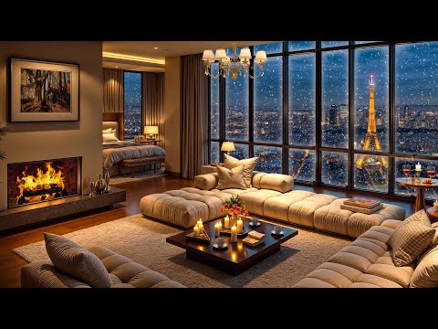 Cozy Paris Apartment Ambience with Elegant Jazz Saxophone Music for Stress Relief, Chillout & Sleep