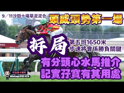 頭威頭勢第一場.拆局第五班1650泥步速將會係勝負關鍵.有分頭心水馬推介,記實孖寶有其用處.9/11沙田十場草泥混合.