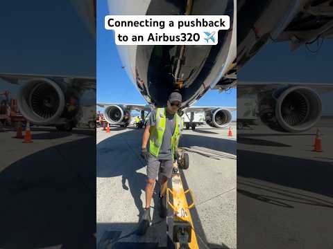 Connecting a pushback to an Airbus320 ✈️ #aviation #explore #travel