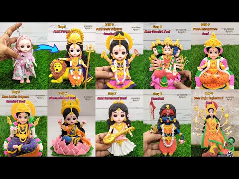 Navaratri Special🙏🎊💕Cute Maa Durga All Avatar Making With Clay 💕🙏🥥🌺Jai Maa Durga🙏🥥🌺 #dussehra