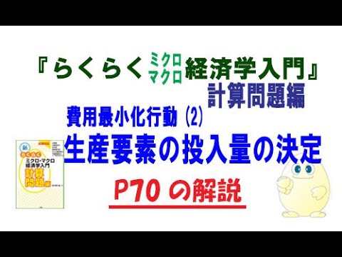 「新らくらくミクロマクロ経済学入門 計算問題編」P70,「費用最小の生産要素の投入量の決定」講師：茂木喜久雄