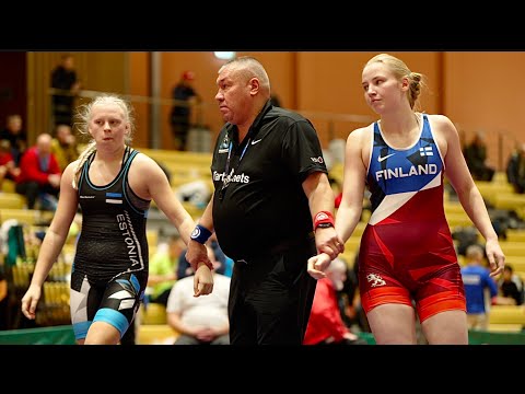 U17 Anni Hanhineva (FIN) vs Mirtel Lees (EST) 76kg. Womens girls youth wrestling.