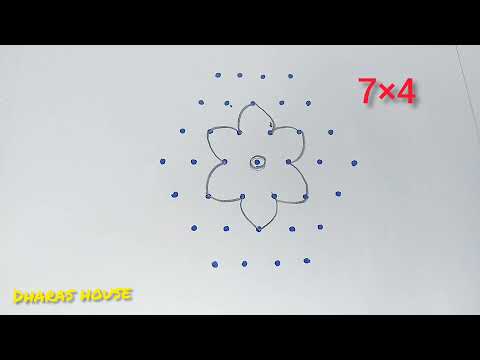 7×4simple poo kolam design||easy rangoli kolam design||dharas house||#22