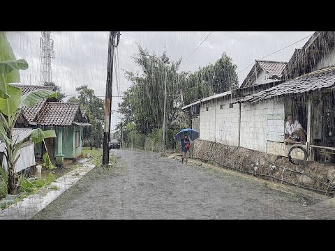 Heavy rain in my mountain village | very cool | Sleep instantly with the sound of heavy rain