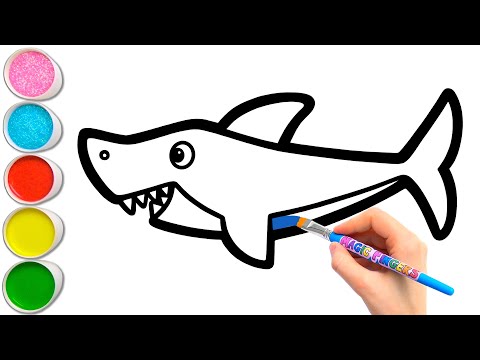 Let's Draw and Paint Daddy Shark Together 🦈 Learn How to Draw Sea Animals #363