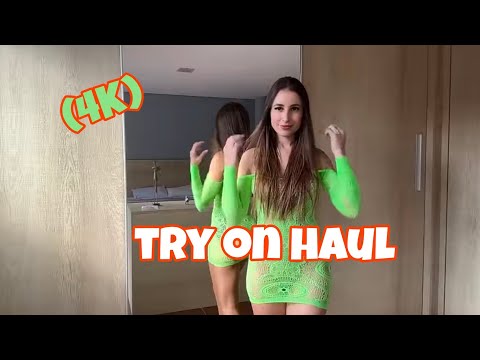 FISHNET YELLOW OUTFIT TRANSPARENT TRY ON HAUL (4K)