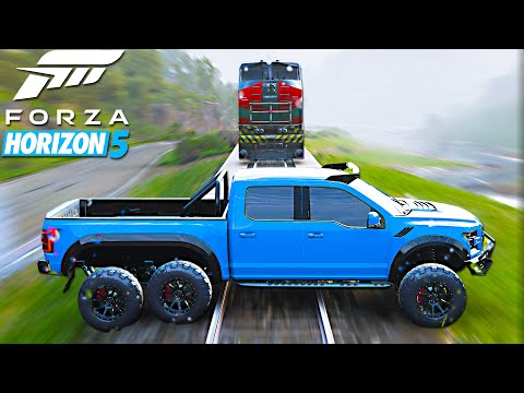 Can this Hennessey 6x6 stop the train in Forza Horizon 5?