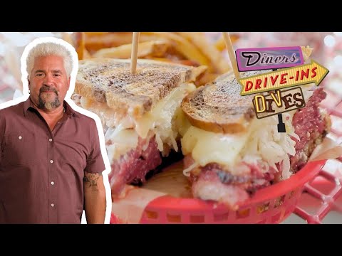 Guy Fieri Eats HEAVENLY Pastrami Sandwich at BBQ Joint | Diners, Drive-Ins and Dives | Food Network