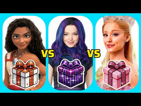 Moana🧡 vs Mal💜 vs Glinda💖 ! Choose your Gift 🍭🎁🤑