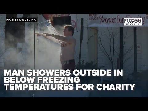 Honesdale man showers outside in below freezing temperatures for charity