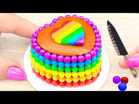 How to Make Miniature Cake Decorating ideas with Chocolate❤️‍🔥Best Rainbow KitKat Heart Cake Recipe