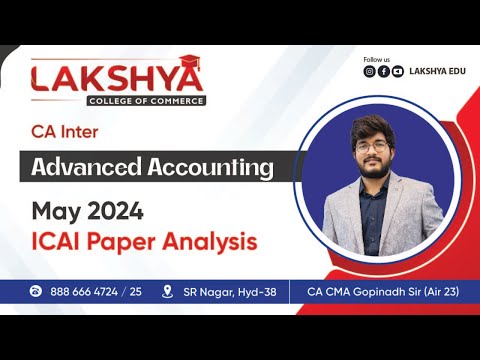 CA INTER ADV ACCOUNTS | ICAI MAY 2024 PAPER ANALYSIS | BY CA CMA GOPINADH SIR [AIR 23] | LAKSHYA EDU