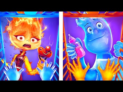 Ember and Wade from Elemental Become Parents! Fire vs Water: ELEMENTAL Hacks