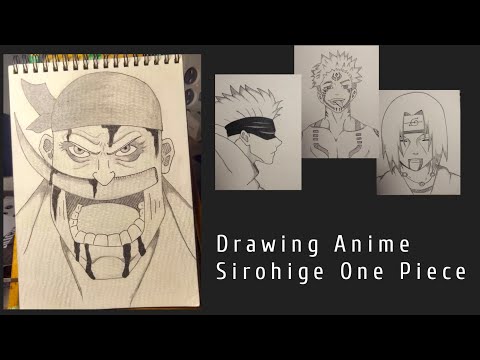 Drawing Anime Sirohige black and white #anime #drawing #onepiece