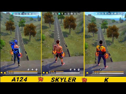 A124 VS SKYLER VS K ABILITY TEST FREE FIRE- SAMSUNG,A3,A5,A6,A7,J2,J5,J7,S5,S6,S7,S9,A10FF