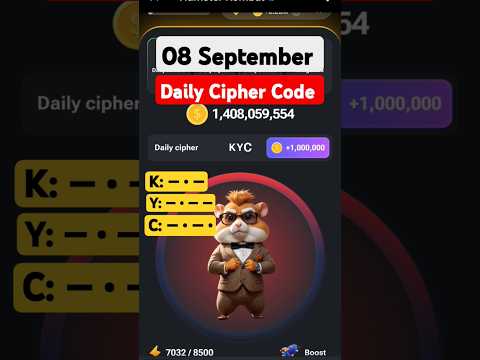 #08 September Cipher Code Hamster Kombat Today daily reward Delhi cyber code Daily Combo #shorts