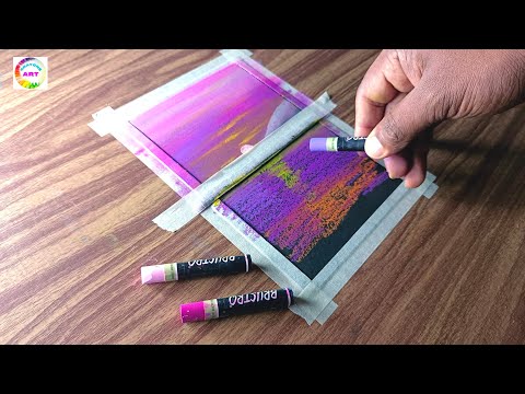 Beautiful Pink Sunset Drawing In Pastel | Step by Step Sunset Drawing Tutorial #drawingtechniques