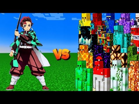 TANJIRO vs 120 DIFFERENT GOLEMS - EPIC MINECRAFT BATTLE