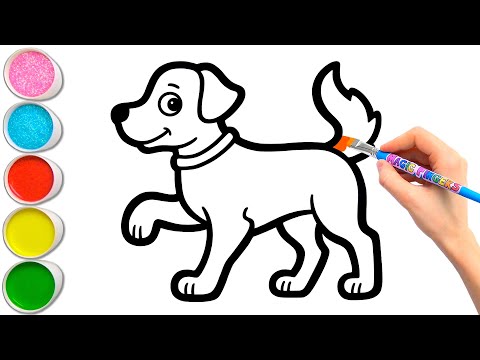 5 Lovely Dogs Drawing, Painting & Coloring for Kids ❤️🐶❤️ Hand Drawn #376