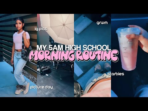 MY 5AM HIGH SCHOOL MORNING ROUTINE | picture day + starbucks + grwm + classes