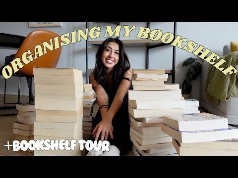 Organise my bookshelf with me 📚🤎+ bookshelf tour!