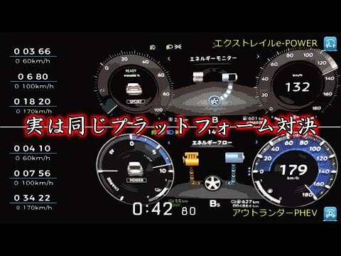 【加速比較】エクストレイル e-POWER  vs  アウトランダーPHEV  フル加速  　何かと話題の2社！　日産　vs　三菱　同じプラットフォーム対決