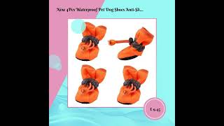 New 4Pcs Waterproof Pet Dog Shoes Anti-Slip Rain Snow Boot Thick Warm for Small Cats Dogs Puppy D...