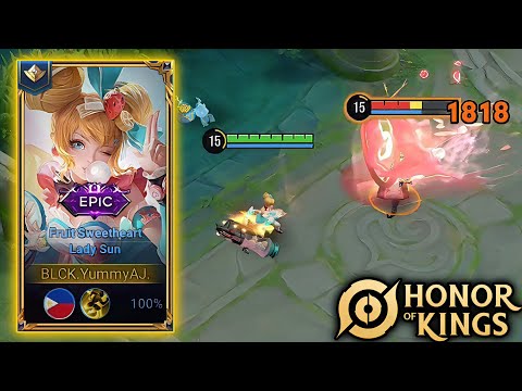 HONOR OF KINGS LADY SUN "FRUIT SWEETHEART" EPIC SKIN - FARM LANE GAMEPLAY