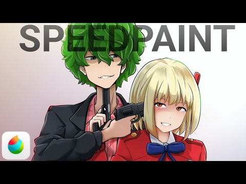 [SPEEDPAINT] Chisato and Majima - Lycoris Recoil (MEDIBANGPAINT)