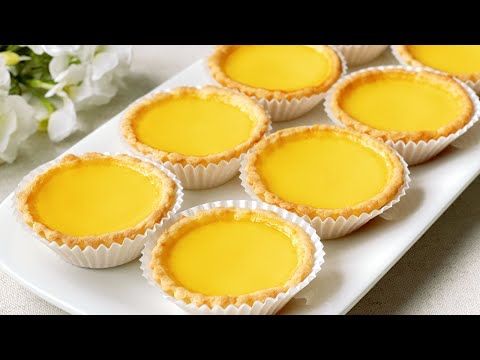 Egg Tart Dim Sum (light and smooth egg tart filling, thin egg tart crust) | 蛋挞食谱 (嫩滑蛋挞馅，松脆挞并）