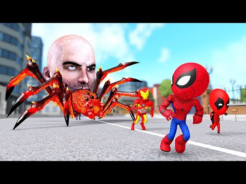 Spider-man vs Spider Monster: Super hero team rescues iroman, deadpool | Spider Junior