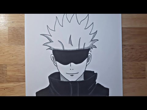 How to Draw Gojo Satoru Front View - Easy Anime Drawing Coloring for Beginner