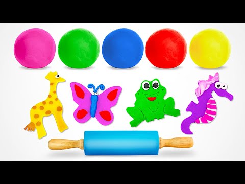 Best Learn Sea, Jungle, and Farm Animals with Colors & Play Doh | Kids Learning Videos