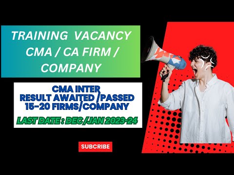 CMA TRAINING & JOB VACANCY #cmajobs #cma #cmafinal #cmainter #jobs #vacancy #icmai #cmafirm #cafirm