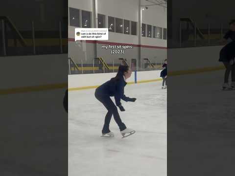 my first sit spins vs my sit spins now⛸️✨ #iceskating #iceskater #figureskater #figureskating