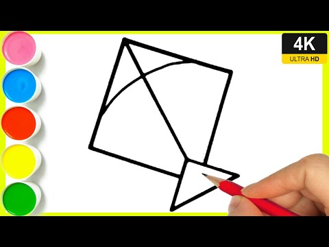 Kite Drawing easy || How to draw a kite easy step by step || Flying kite Drawing for beginners.