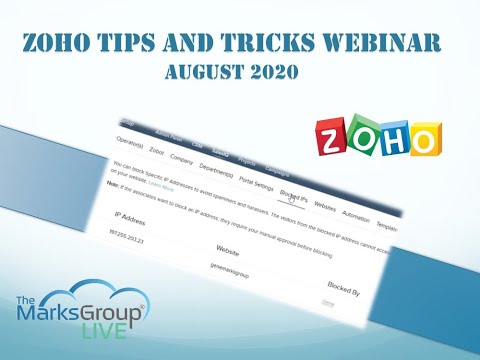 Zoho Tips and Tricks Webinar - August 2020