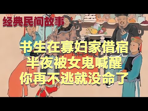 书生在寡妇家借宿，半夜被女鬼喊醒：你再不逃就没命了#故事 #民间故事