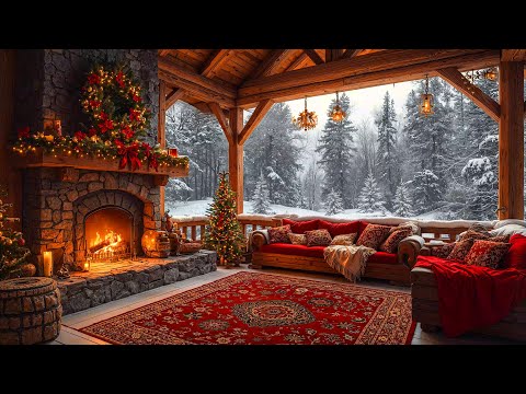 Smooth Christmas Jazz Instrumental Music 🎄 Cozy Christmas Ambience with Fireplace Burning Sounds 🔥