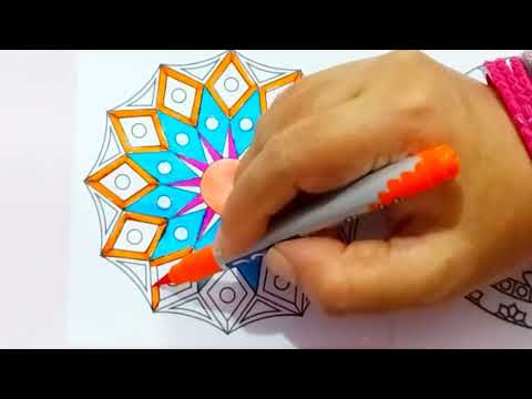 how to colour a mandal art, mandal art colouring tutorial, mandal art, colourful mandala art...