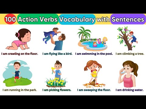 100 Action Verbs In English With Sentences | I am + Action Verbs| Common Action Verbs| #actionverbs