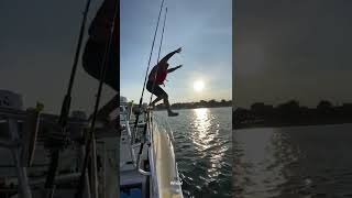 Falling off the boat #boating #boatinglifestyle #boatingadventure #summer #diving #fishing #fish