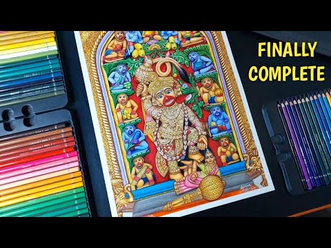 Complete shree kashtabhanjan dev hanuman ji sketch | Hyper realistic colour pencil sketch video 😍